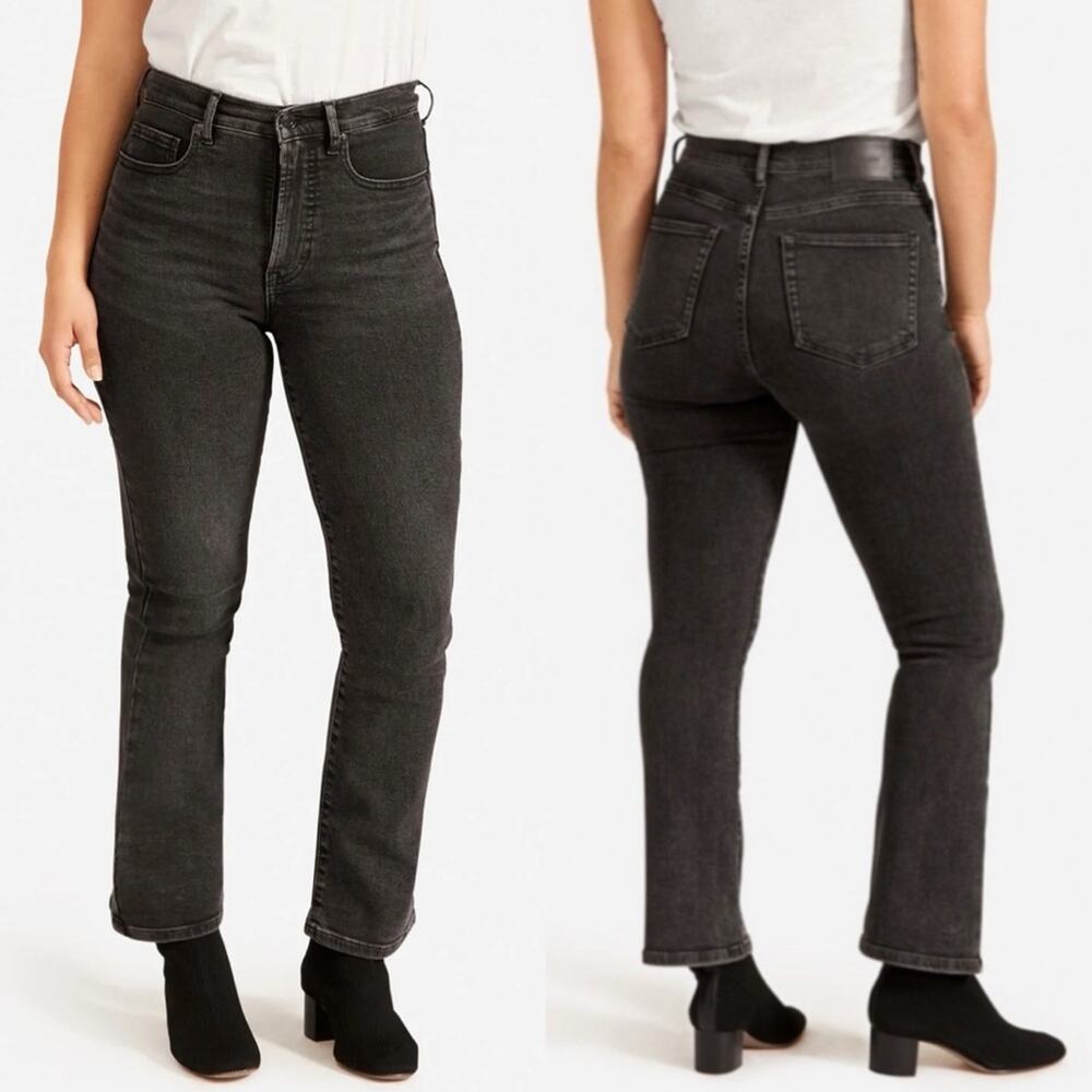 Everlane The Authentic Stretch Slim Bootcut Denim Jeans Washed Black Gray Sz 28
